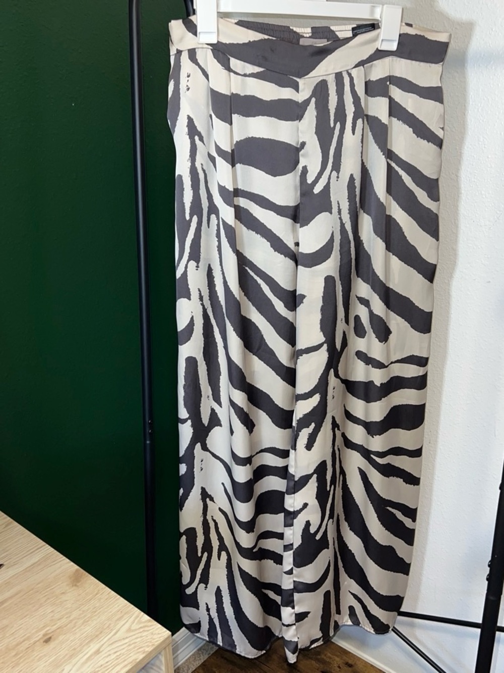 Women's Black & Cream Zebra Print wide leg pants